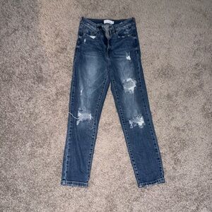 Women's Blue Distressed Jeans